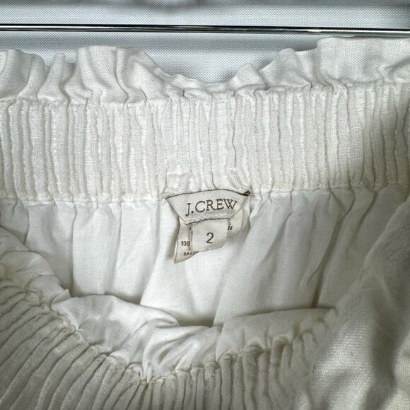 J. Crew Women's Skirt White 100% Linen Elastic Paperbag Waist  Size 2 - Picture 4 of 5